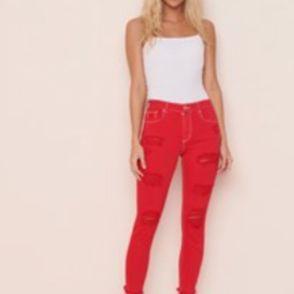 Garage Red Ripped Jeans - Picture 2 of 3